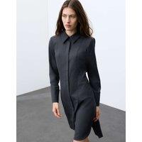 Autograph Wool Blend Draped Back Shirt Dress Dark Grey
