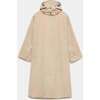 JAEGER Waterproof Oversized Hooded Longline Raincoat with Wool Taupe