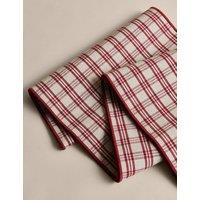 M&S Cotton Rich Checked Table Runner Natural