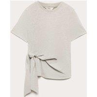 M&S Pure Cotton Tie Waist T-Shirt Grey Marl