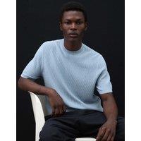 Autograph Textured Knitted T-Shirt Smokey Blue