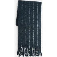 M&S Wool Blend Striped Scarf Navy