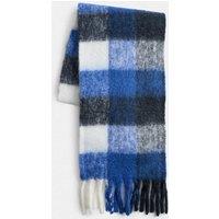 M&S Wool Blend Checked Chunky Scarf Blue Mix