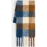 M&S Wool Blend Checked Chunky Scarf Yellow Mix