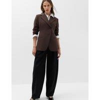 M&S Tailored Cinched Waist Asymmetric Blazer Bitter Chocolate