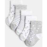 M&S 5 Pack Cotton Rich Star Terry Socks Grey Mix