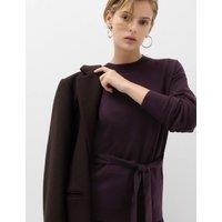 M&S Tie Front Crew Neck Relaxed Jumper Dark Aubergine