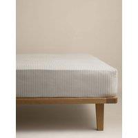 M&S Brushed Cotton Striped Deep Fitted Sheet Linen