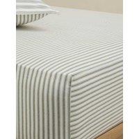 M&S Brushed Cotton Striped Deep Fitted Sheet Fern