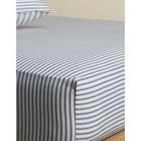 M&S Brushed Cotton Striped Deep Fitted Sheet Slate Blue