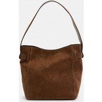 M&S Suede Top Handle Bucket Bag Tan