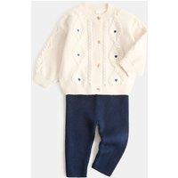 M&S Knitted Cardigan Outfit (0-3 Yrs) Cream Mix