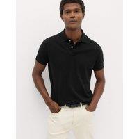 M&S The Perfect Cotton Slim fit Pique Polo Shirt Black