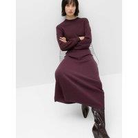 M&S High Waisted Knitted Midi A Line Skirt Dark Aubergine