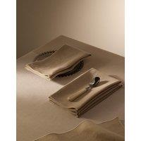 M&S X Kelly Hoppen 4 Pack Pure Linen Embroidered Edge Napkins Natural