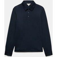 Autograph Pure Supima Cotton Long Sleeve Polo Shirt Dark Navy