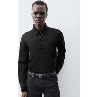 Autograph Pure Supima Cotton Long Sleeve Polo Shirt Black