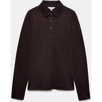 Autograph Pure Supima Cotton Long Sleeve Polo Shirt Teak
