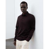 Autograph Pure Supima Cotton Long Sleeve Polo Shirt Teak