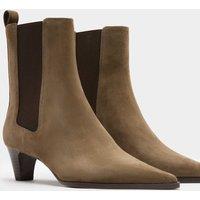 M&S Suede Chelsea Block Heel Pointed Boots Khaki
