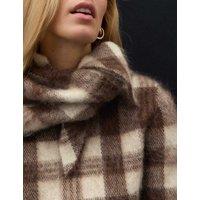 Autograph Mohair Blend Checked Triangle Scarf Brown Mix