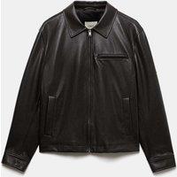 M&S Faux Leather Textured Harrington Jacket Bitter Chocolate