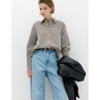 M&S Textured Striped Shirt Black Mix