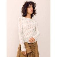 Per Una Jersey Floral Lace Top Cream