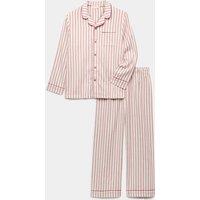 M&S Pure Cotton Striped Revere Pyjamas (1-16 Yrs) Red Mix