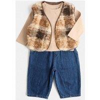 M&S Gilet Top and Jean Outfit (0-5 Yrs) Brown Mix