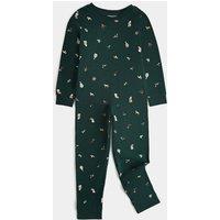 M&S Kids' Patterned Christmas Pyjamas (1-16 Yrs) Dark Green