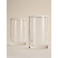 M&S Set of 2 Contrast Rim Hi Ball Glasses White