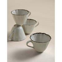 M&S Set of 4 Ruffle Stoneware Tea Cups Cream Mix