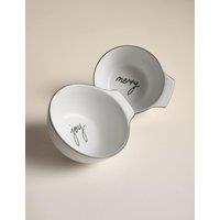 M&S Set of 2 Christmas Slogan Round Nibble Bowls Natural Mix