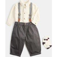 M&S Cotton Shirt Trouser and Braces Outfit (0-5 Yrs) Multi