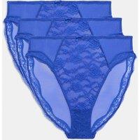 M&S 3pk Jasmine Lace High Waisted High Leg Knickers Electric Blue