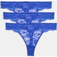 M&S 3pk Jasmine Lace Thongs Electric Blue