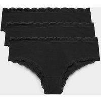 M&S 3pk Cotton Rich Hipster Knickers Black