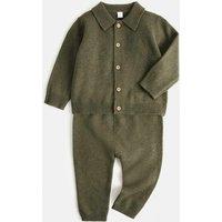 M&S Knitted Two Piece Outfit (0-3 Yrs) Khaki