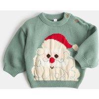 M&S Pure Cotton Christmas Jumper (0-5 Yrs) Green