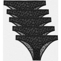 M&S 5 Pack Heart Flock Briefs Black