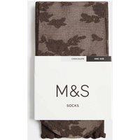M&S Floral Lace Ankle High Socks Chocolate