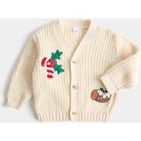 M&S Pure Cotton Christmas Cardigan Cream Mix