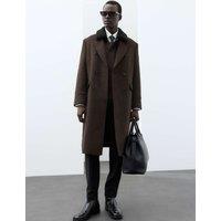 Autograph Wool Blend Double Breasted Overcoat Bitter Chocolate