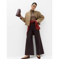 M&S Jersey Wide Leg Trousers with Stretch Bitter Chocolate