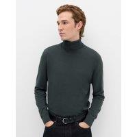M&S Pure Cotton Roll Neck Jumper Dark Evergreen
