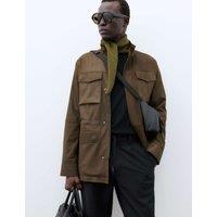M&S Leather Nubuck Four Pocket Jacket Sage