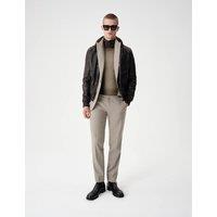 Autograph Leather Shearling Collar Bomber Jacket Bitter Chocolate