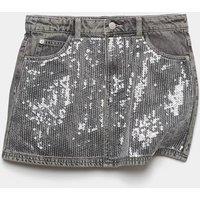 M&S Denim Sequin Mini Skirt (6-16 Yrs) Light Grey