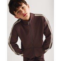 M&S Cotton Rich Zip Sweatshirt (6-16 Yrs) Brown